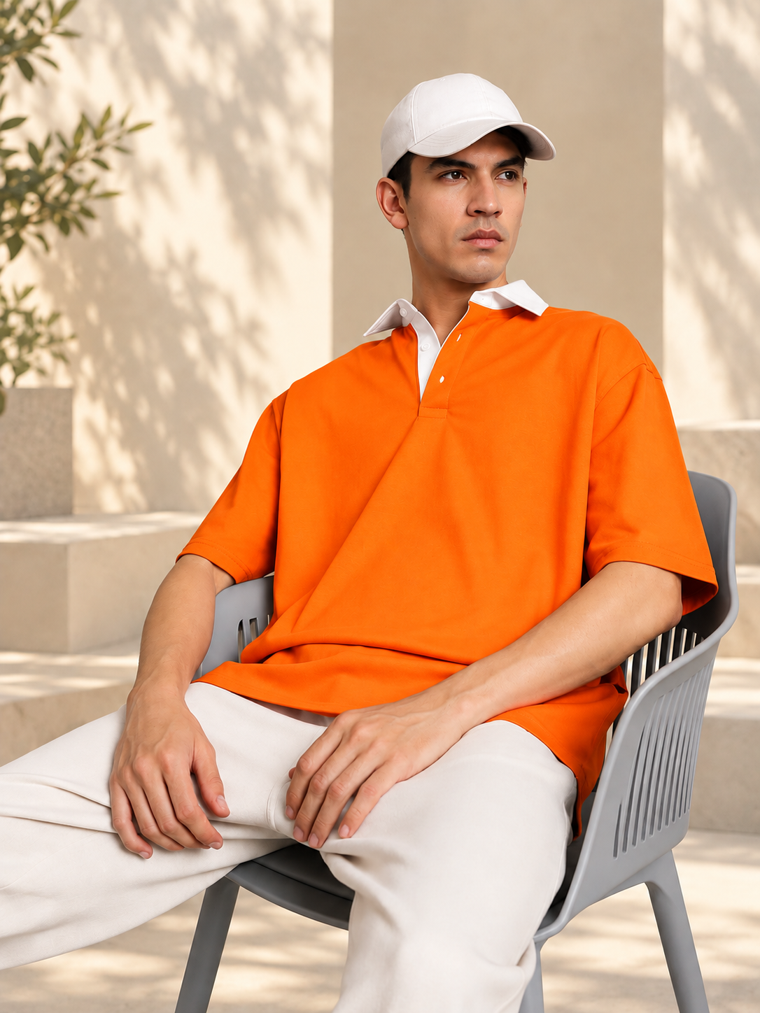 SAGOL POLO OVERSIZED POLO T-SHIRT ORANGE