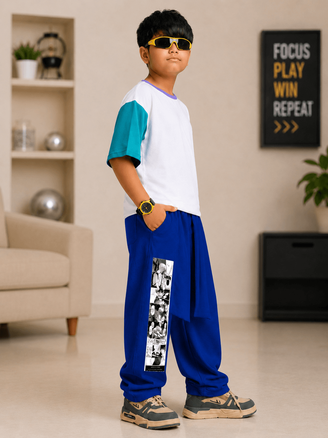 CHILL WITH FUN JOGGER FOR BOYS GIRLS BLUE