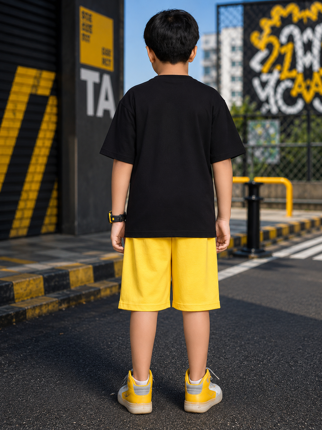 MIDNIGHT BAT CO-ORD FOR BOYS GIRLS BLACK YELLOW