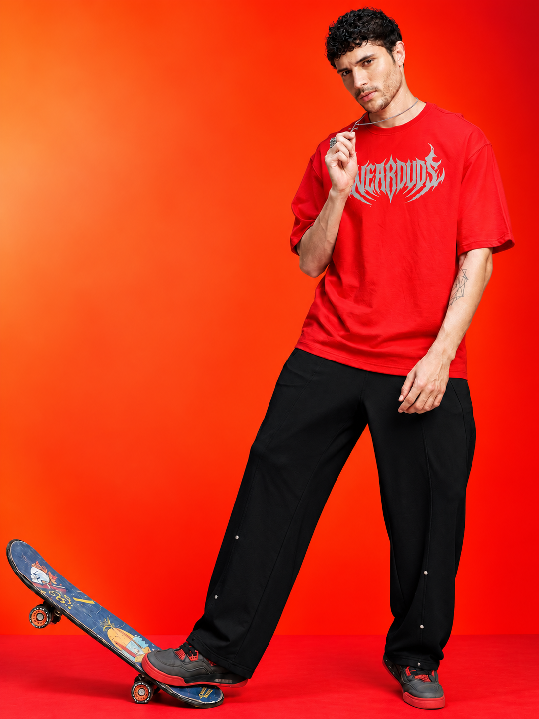 METALLIC HARDWARE ACCENT JOGGERS BLACK