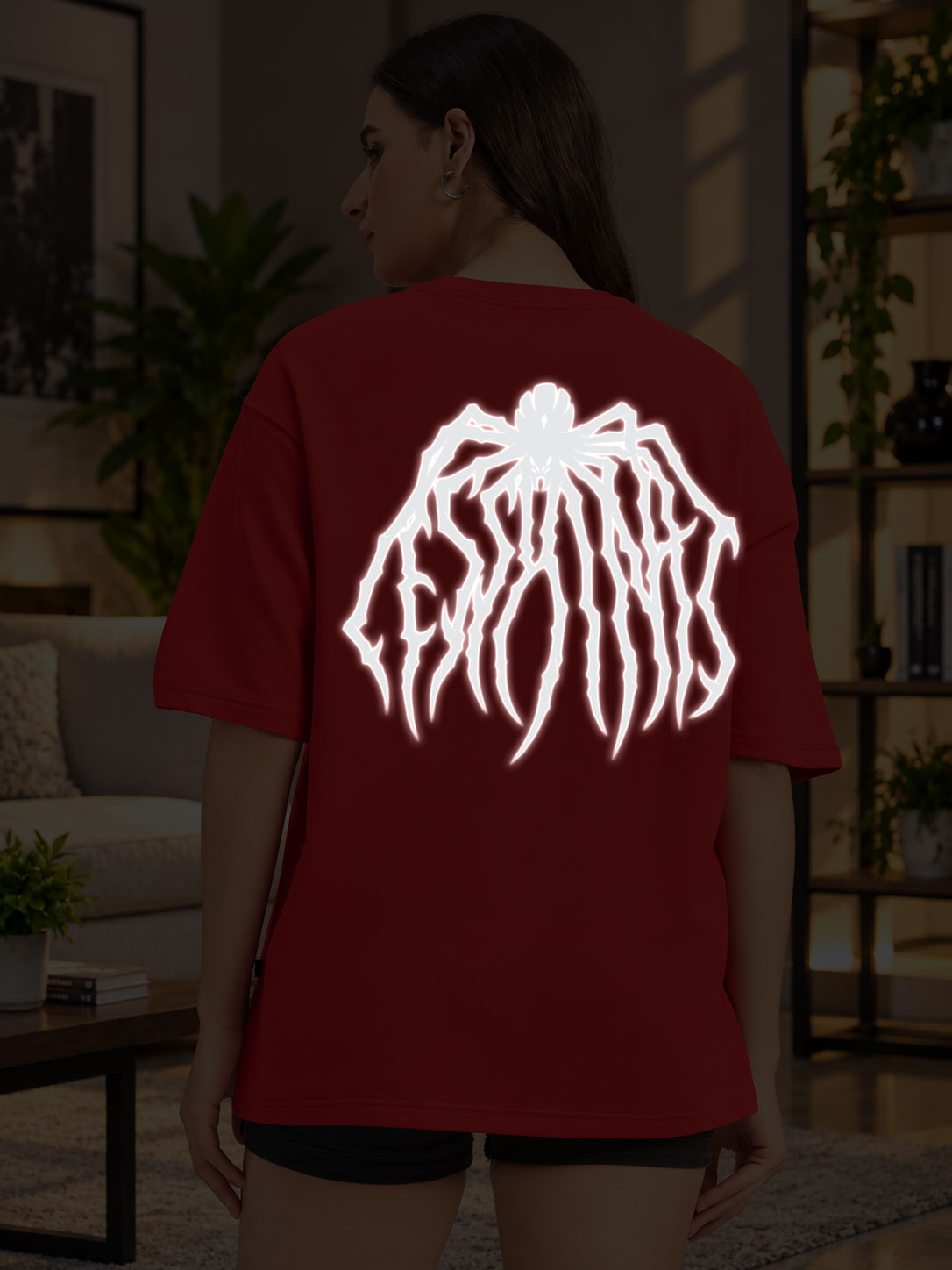WOMEN HEAVYWEIGHT OVERSIZED GRAPHIC GYM T-SHIRT RED