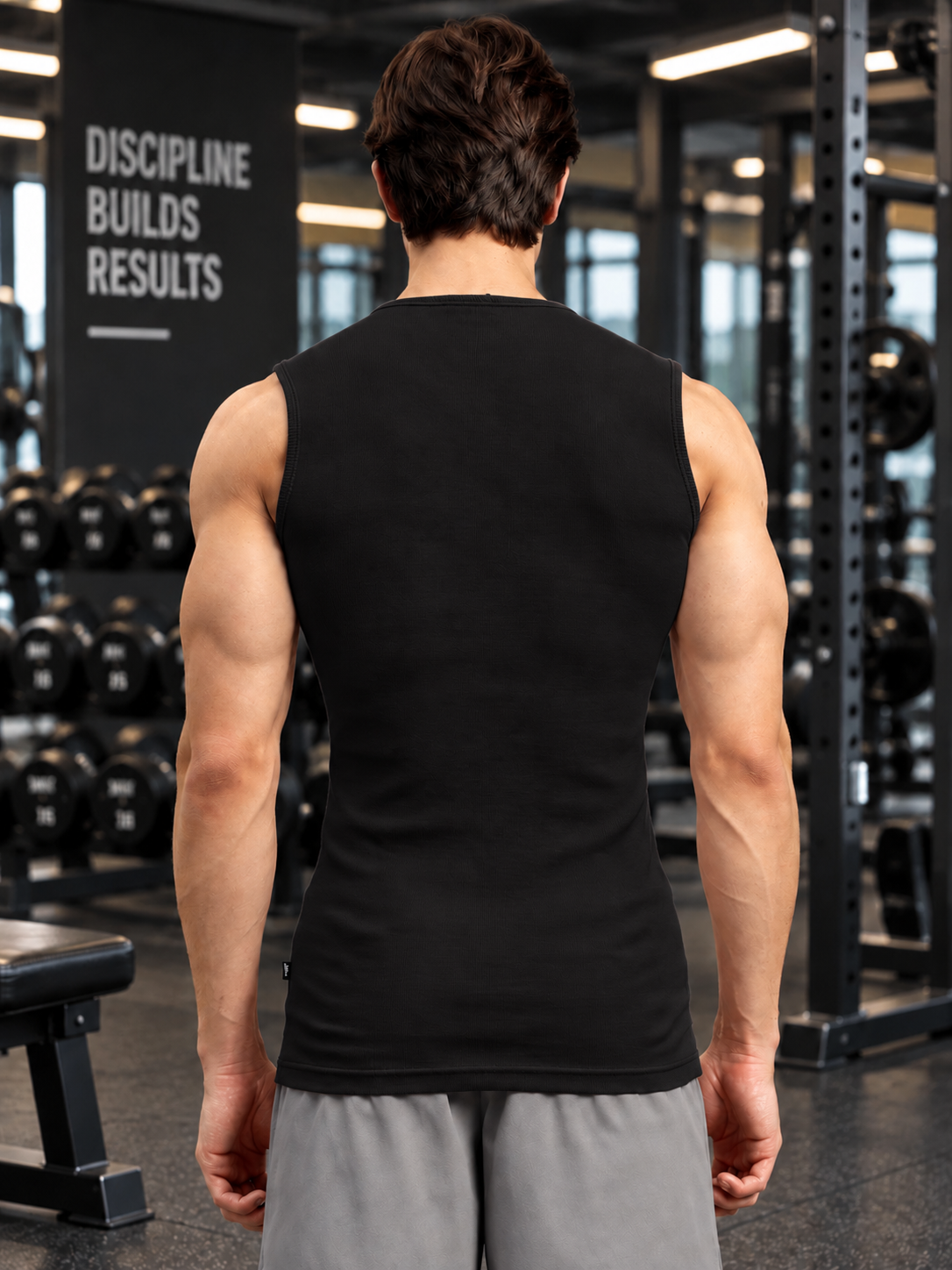 SLEEVELESS TANK GYM T-SHIRT BLACK