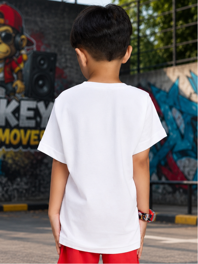 MONKEY BEATS T-SHIRT FOR BOYS GIRLS WHITE