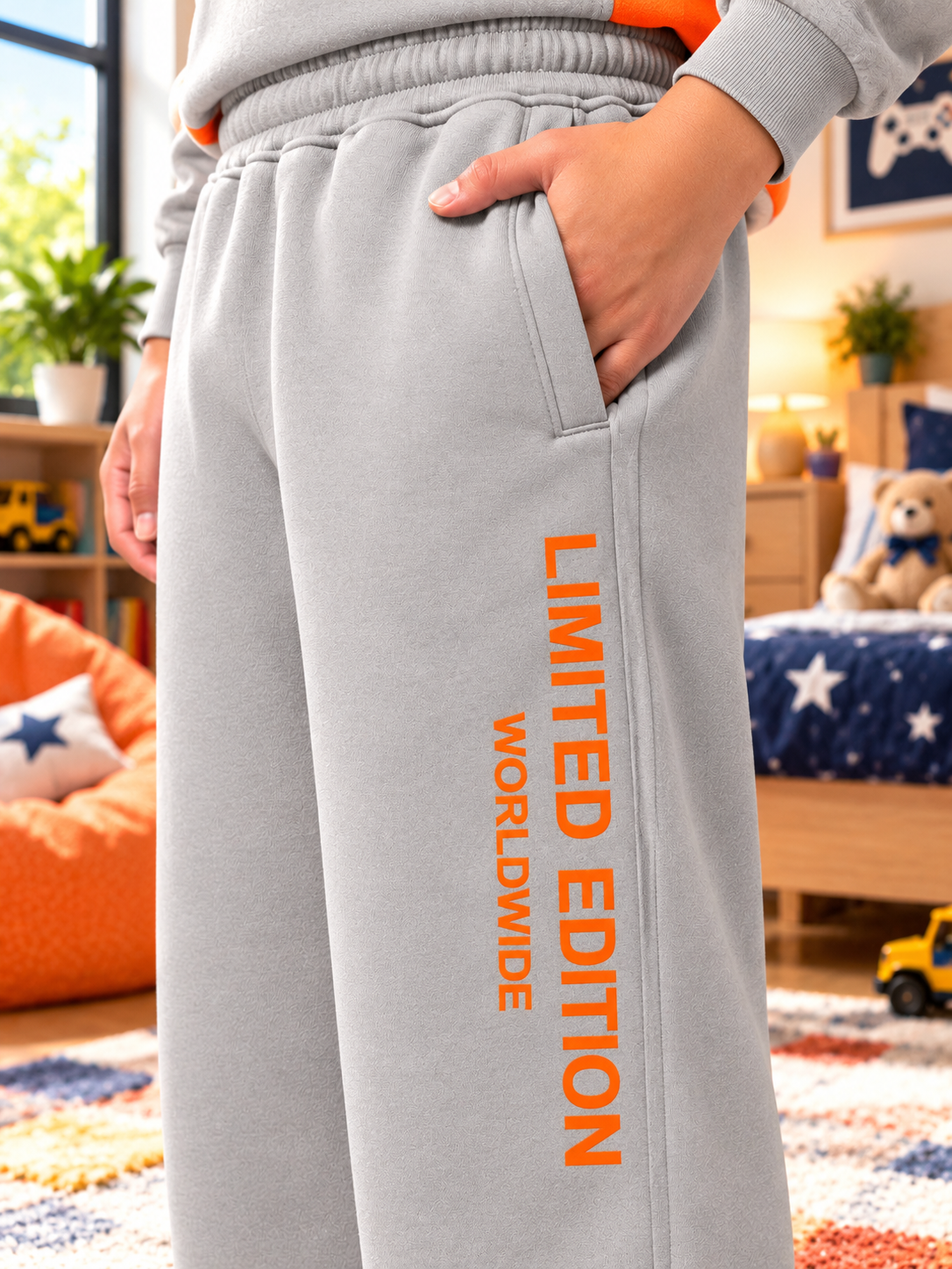 WORLDWIDE FLEECE CO-ORD FOR KIDS GREY