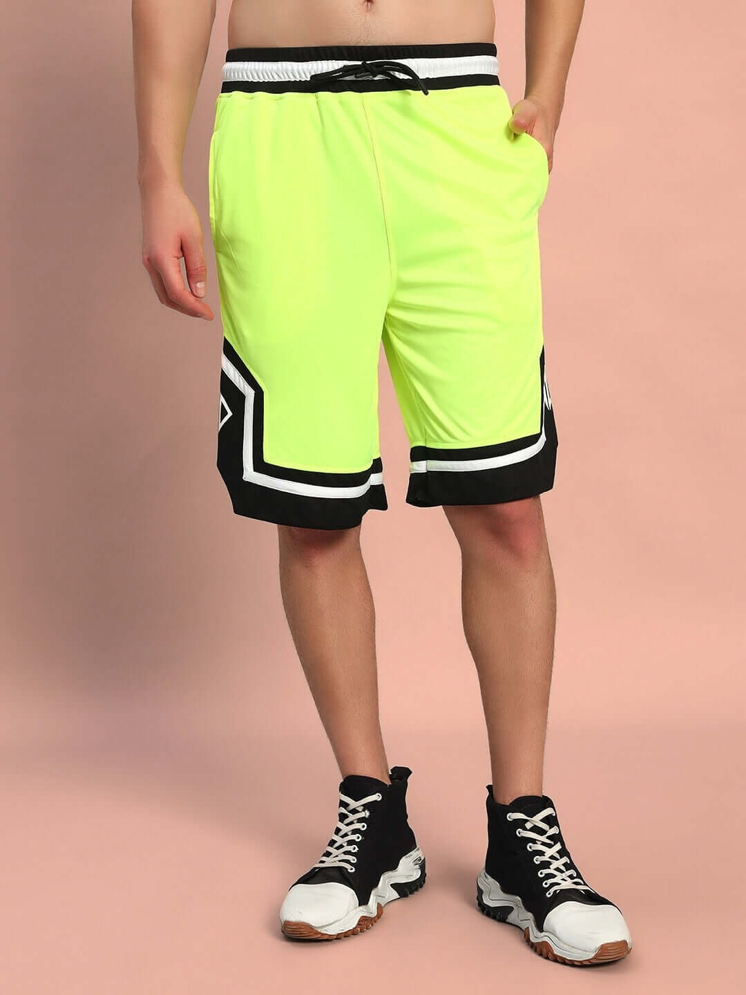 FRANKY GYM CO-ORD SET NEON GREEN shorts showcasing vibrant color and design
