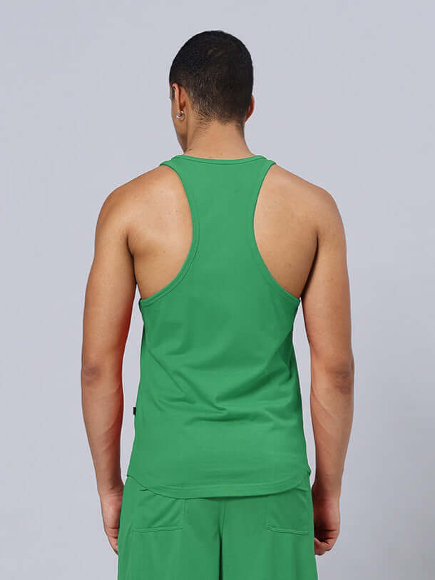Back view of a man wearing a FREEDOM CROSS FIT GYM T-SHIRT GREEN