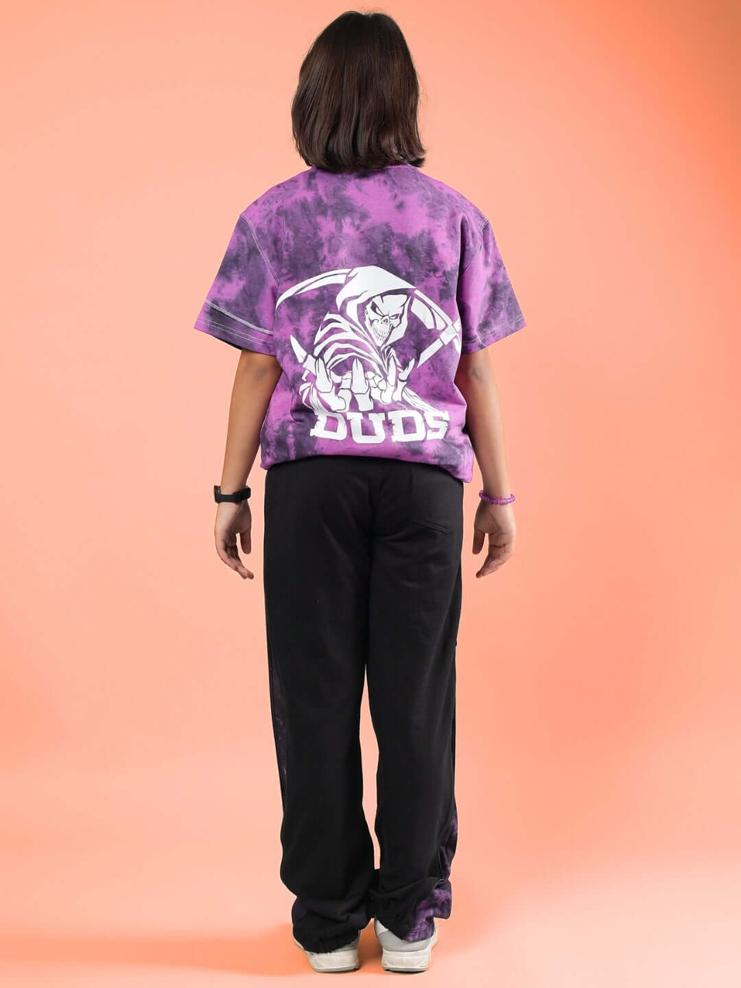 Child wearing GHOST RIDER CO-ORD FOR BOYS & GIRLS PURPLE BLACK outfit