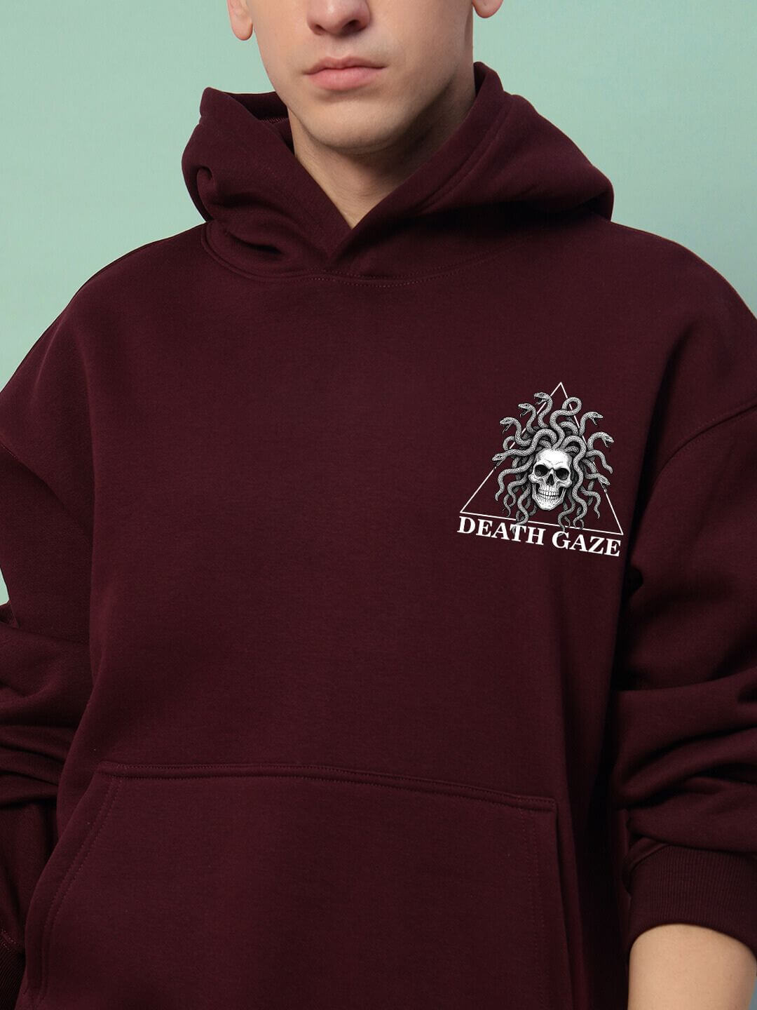 GORGON SKULL PRINTED FLEECE HOODIE WINE - Hoodie