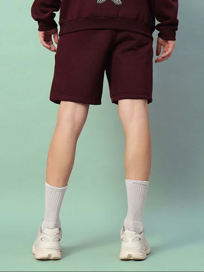 GORGON SKULL PRINTED FLEECE SHORTS WINE - SHORTS