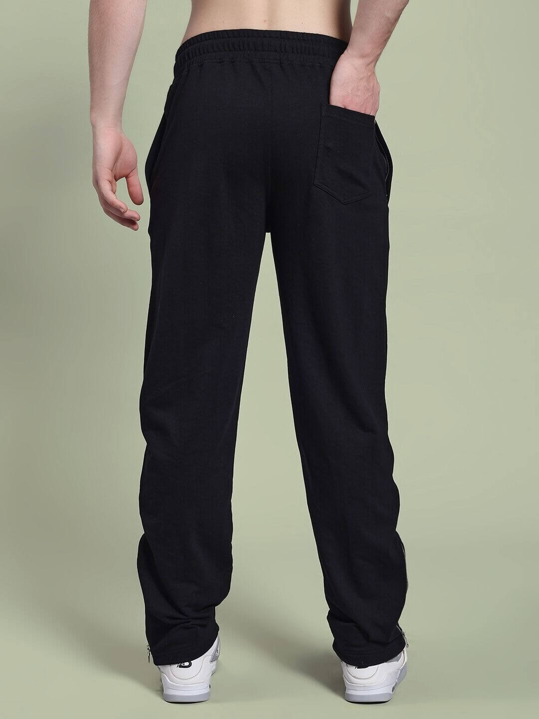 JOSS WINS RELAXED-FIT JOGGER BLACK shown from the back with elastic waistband and casual fit.