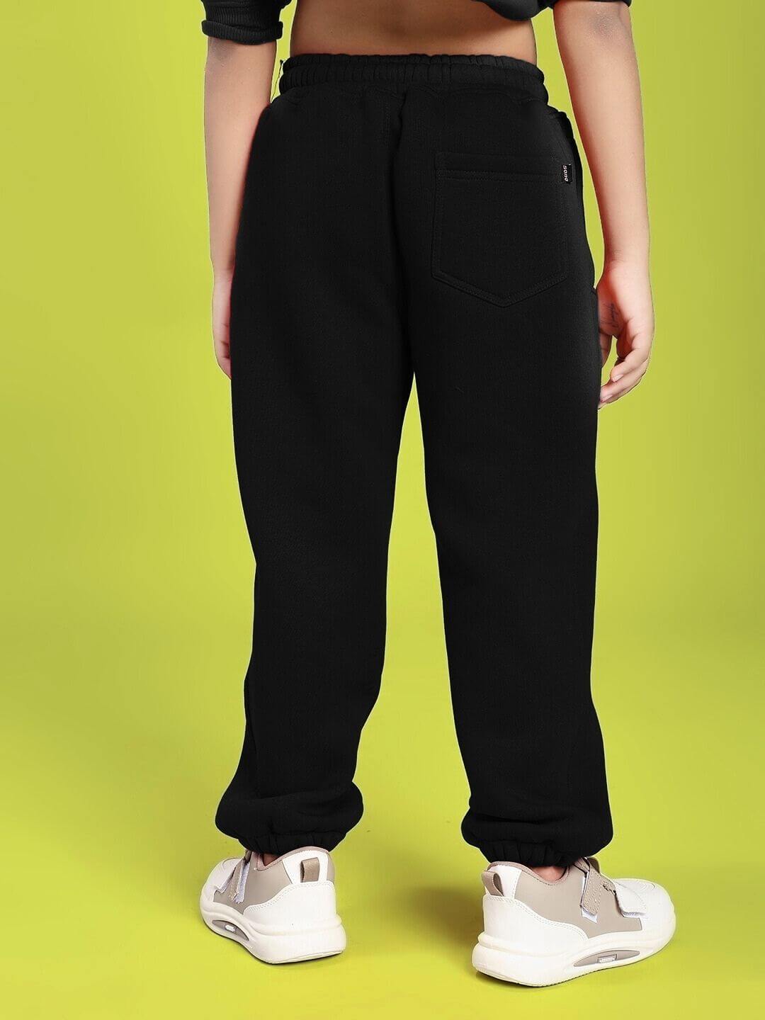 GROW AND GLOW FLEECE JOGGER FOR BOYS AND GIRLS BLACK - KIDS JOGGER