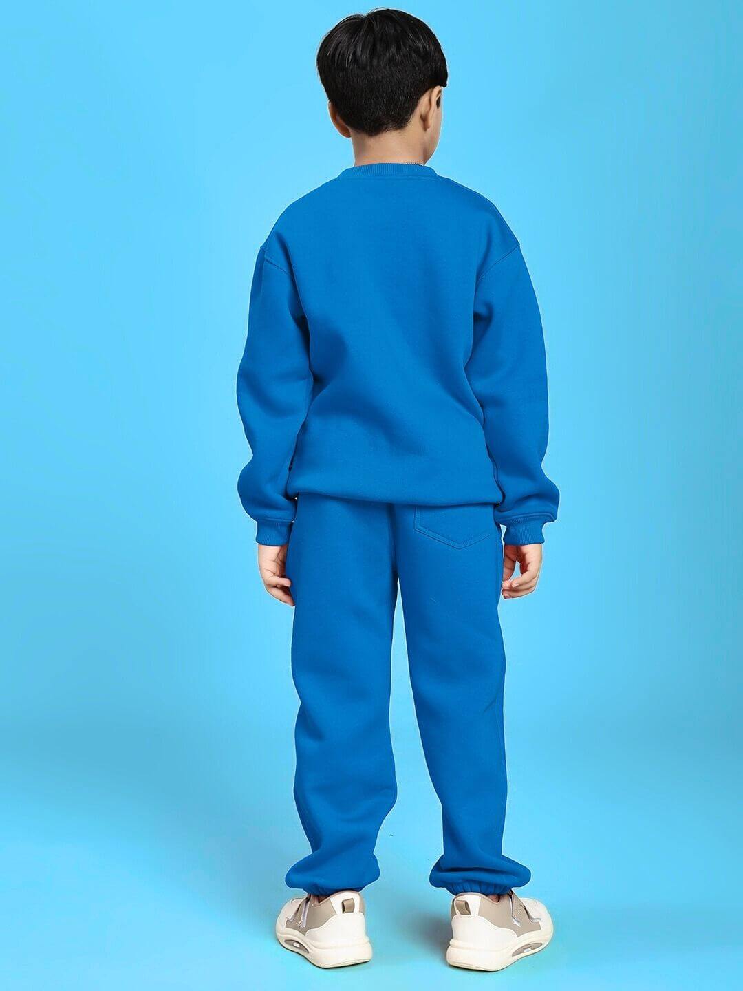 GROW AND GLOW PRINT FLEECE CO-ORD FOR BOYS AND GIRLS BLUE, cozy and vibrant outfit for kids, perfect for everyday style and warmth.