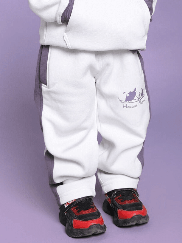HAKUNA MATATA FLEECE PANT FOR BOYS GIRLS WHITE VIOLET - KIDS JOGGER