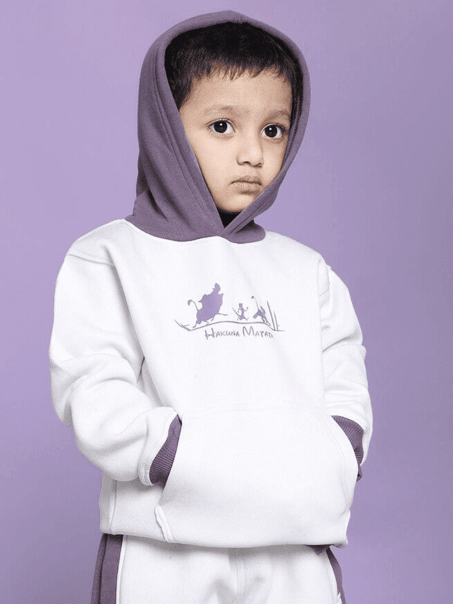 HAKUNA MATATA OVERSIZED HOODIE BOYS GIRLS WHITE VIOLET - KIDS HOODIE