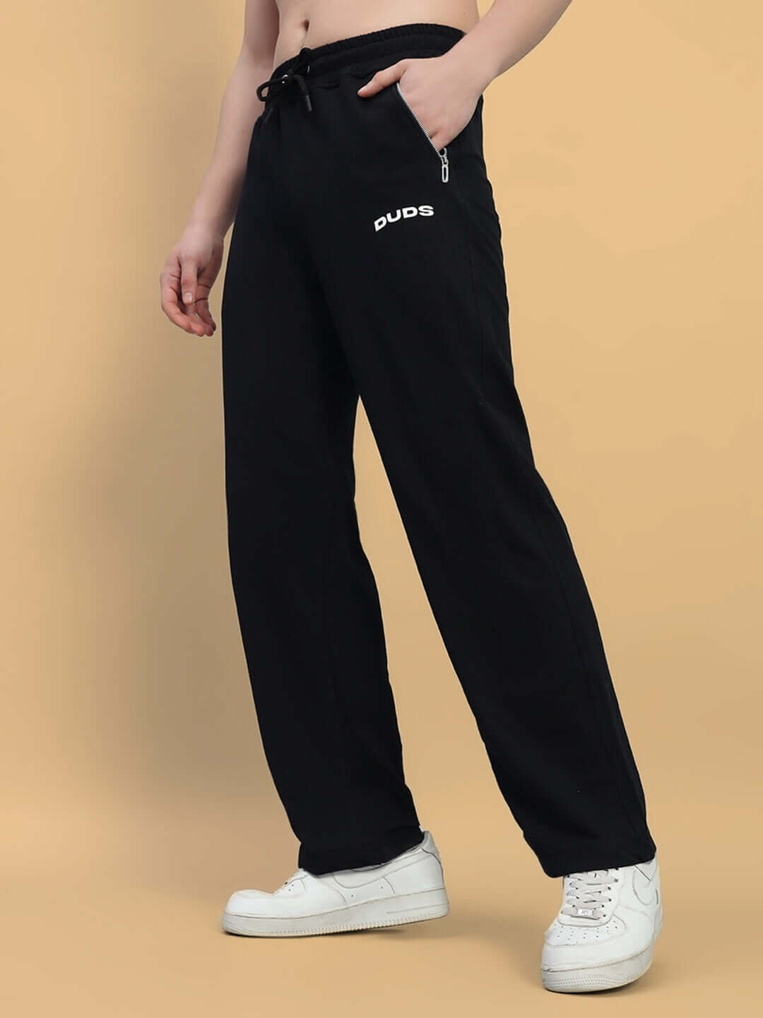 Stylish black Harper Relaxed Fit Jogger by Duds with custom fit option. Comfortable, tailored design perfect for any casual occasion.