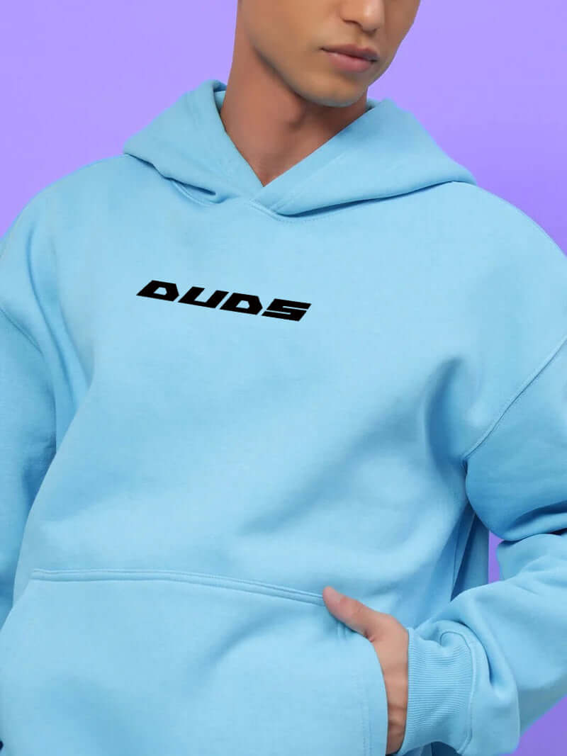 HEARTBREAK OVERSIZED FLEECE HOODIE LIGHT BLUE - Hoodie