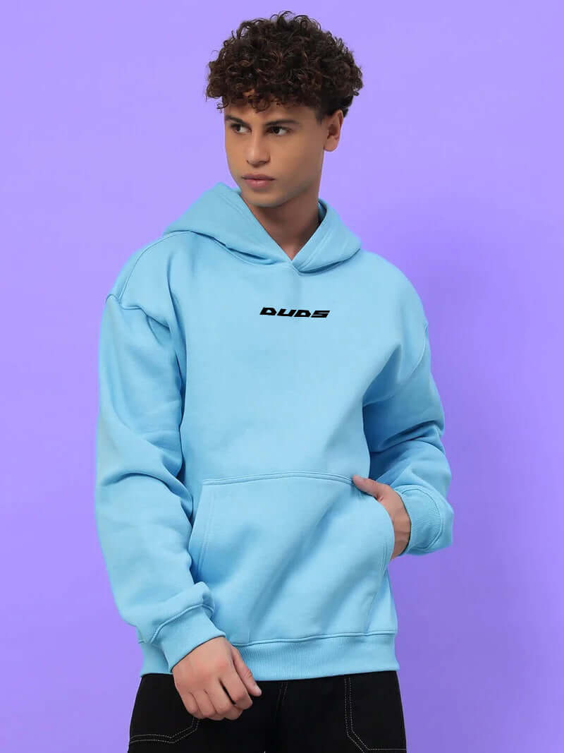 HEARTBREAK OVERSIZED FLEECE HOODIE LIGHT BLUE - Hoodie