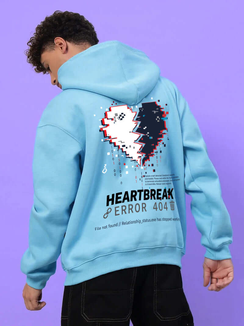 HEARTBREAK OVERSIZED FLEECE HOODIE LIGHT BLUE - Hoodie