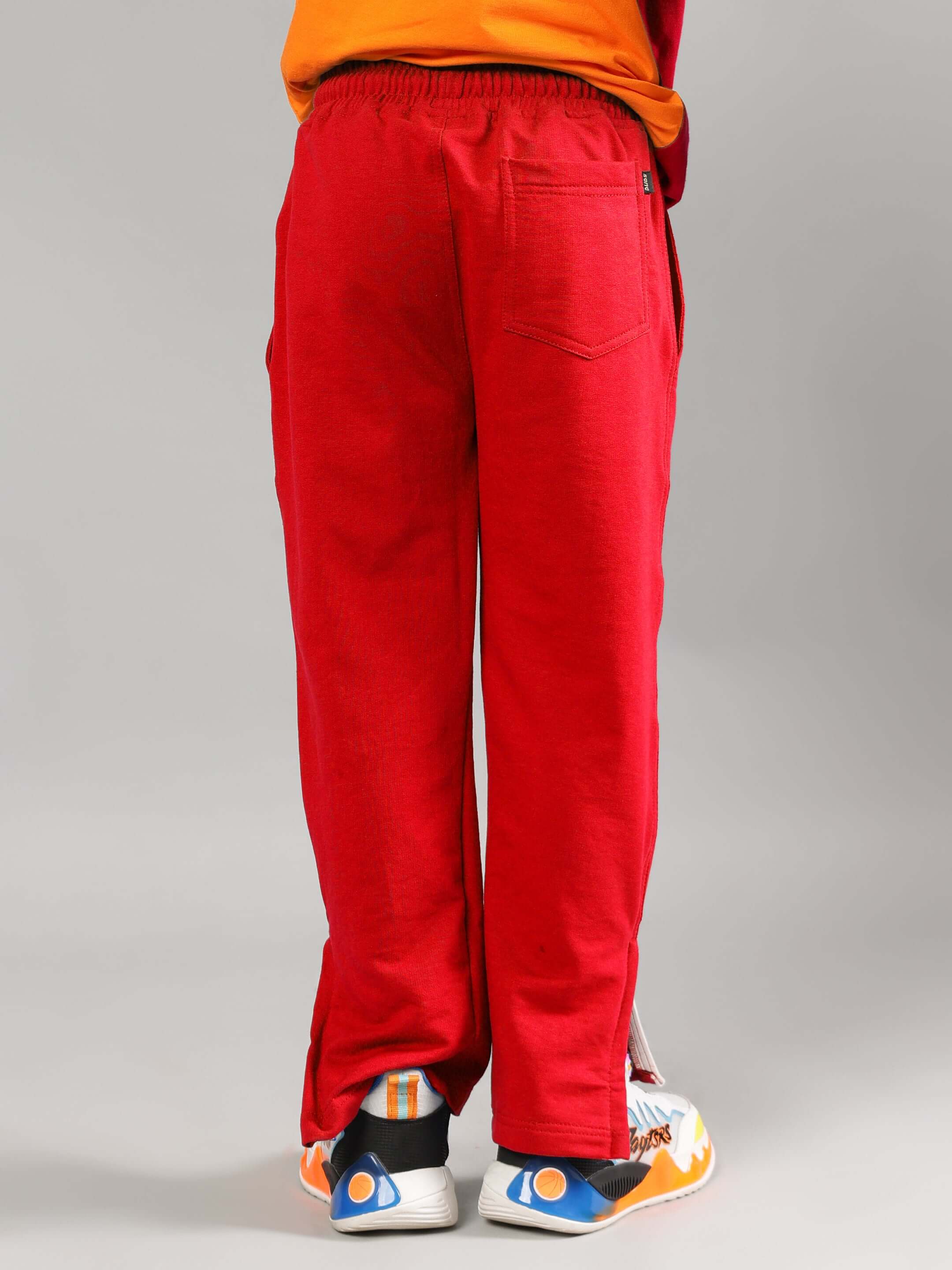 Red HERSHEY JOGGER FOR BOYS & GIRLS with comfortable fit back view, ideal for casual wear. Perfect for custom orders and fits.