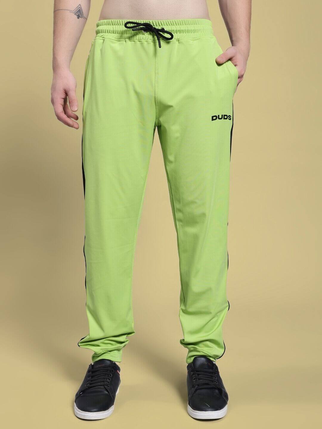 HIGH PERFORMANCE CO-ORD SET NEON GREEN joggers showcase premium style with moisture-wicking fleece for active, comfortable wear.