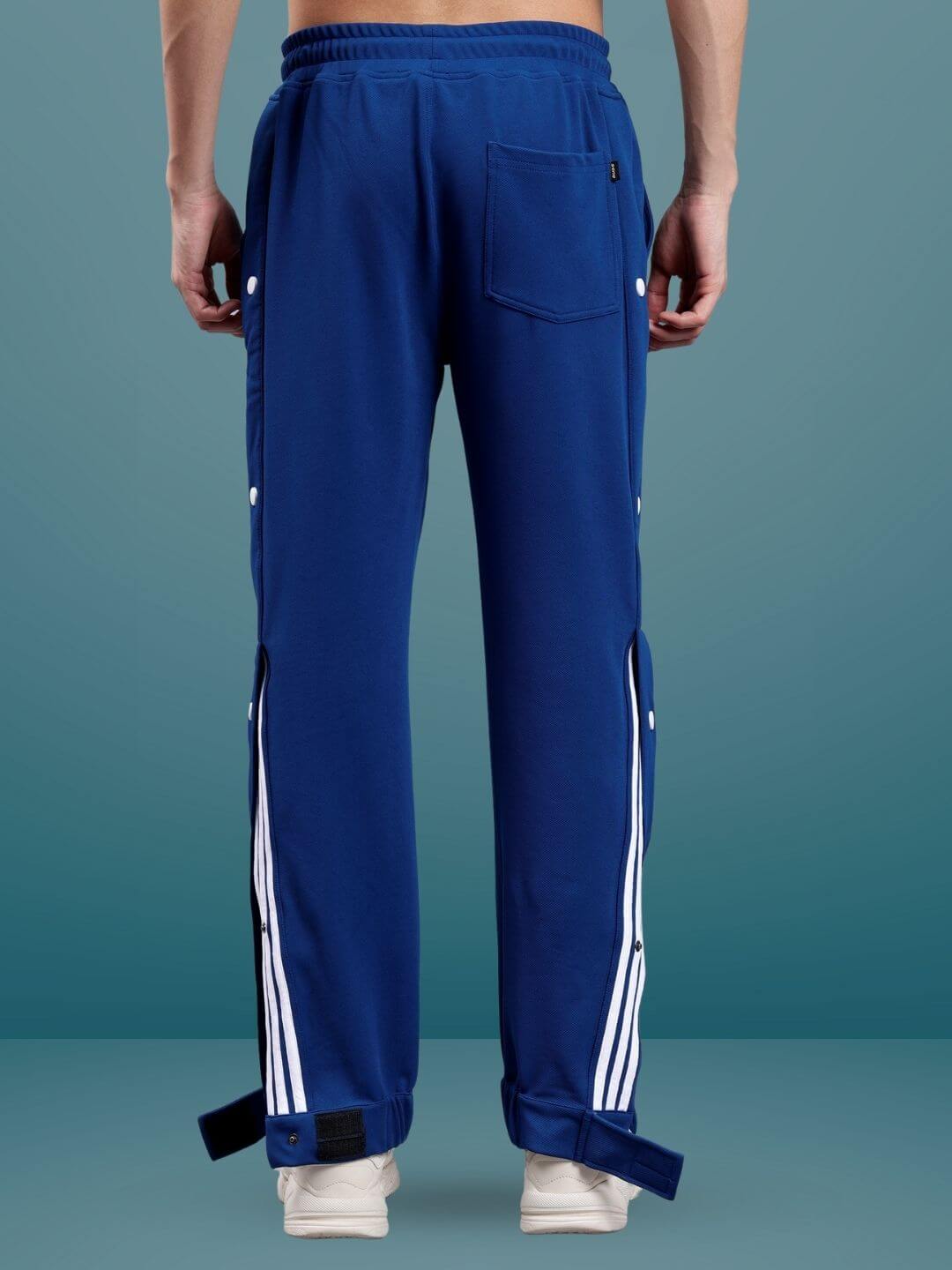 Rear view of HIP HOP JOGGERS in Marine Blue with customizable fit options, showcasing stylish design and premium craftsmanship by DUDS.