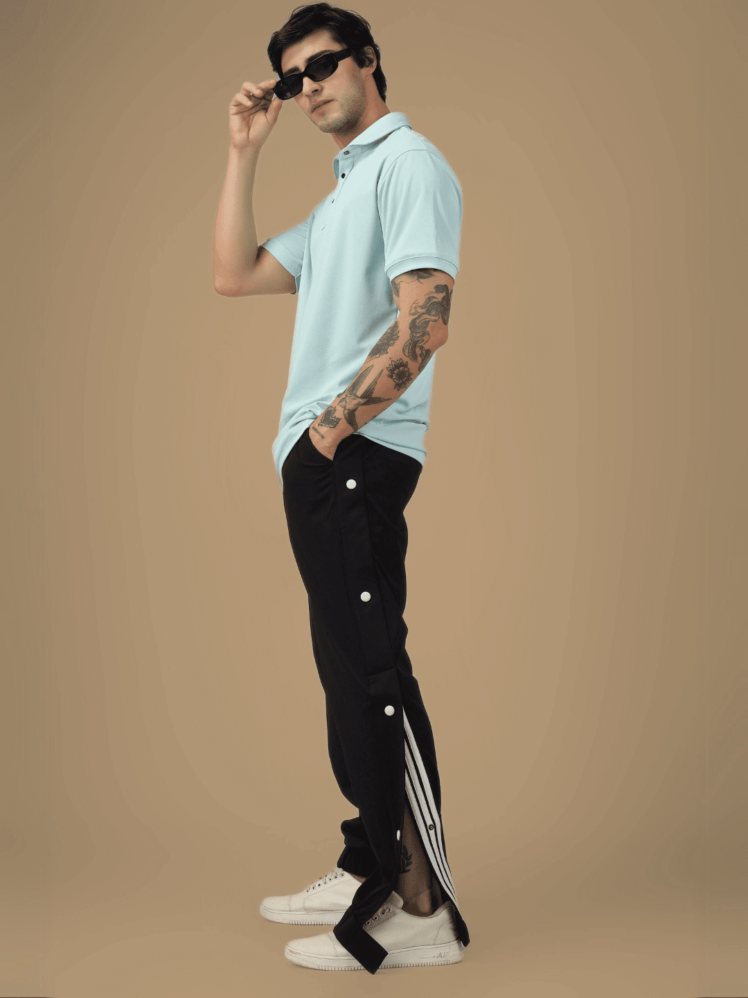 HIP HOP JOGGERS SIDE BUTTON BLACK - JOGGER