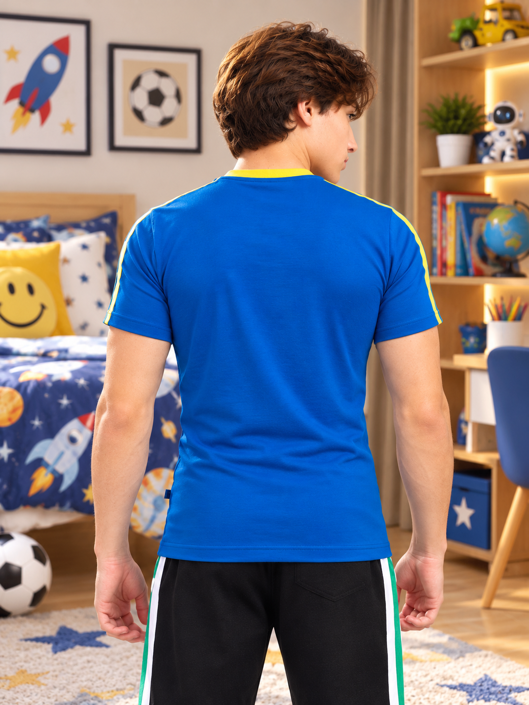 IRISH REGULAR FIT T-SHIRT FOR BOYS GIRLS BLUE - back view, comfortable casual wear