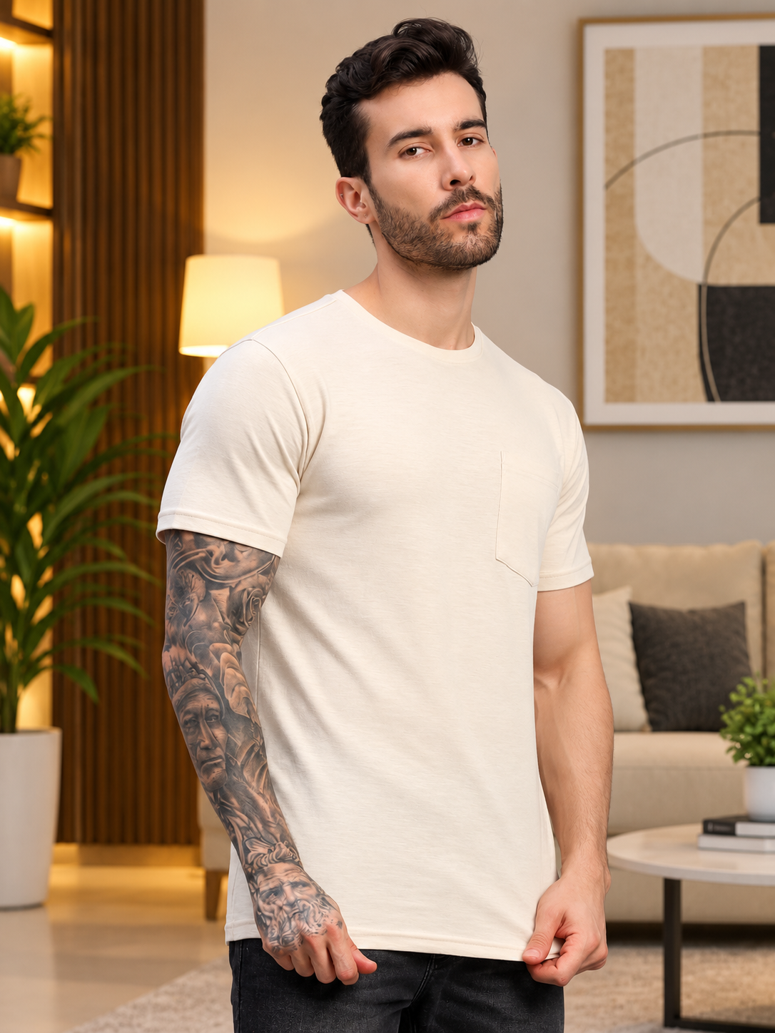 JOY REGULAR FIT T-SHIRT BEIGE.