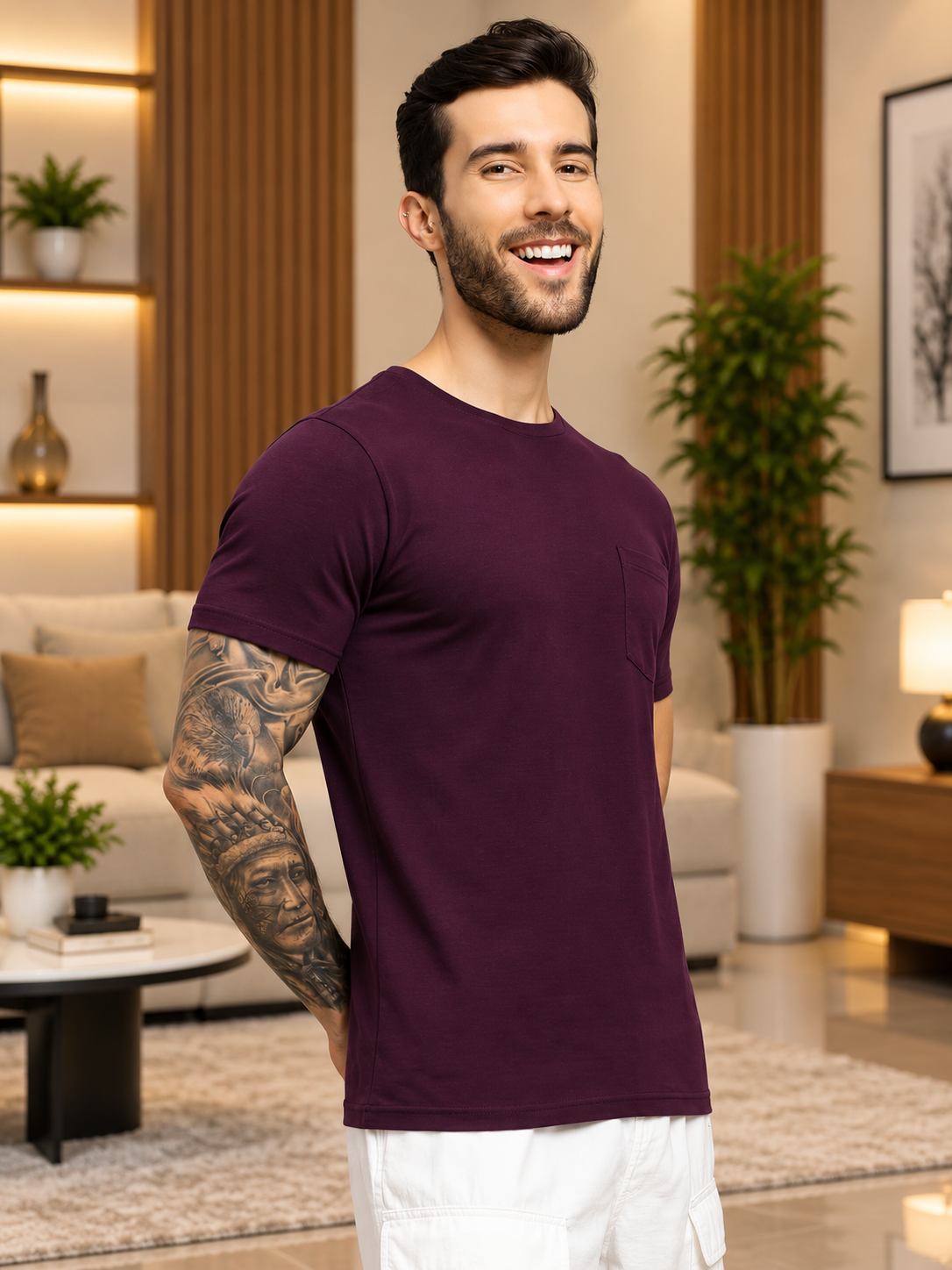 JOY REGULAR FIT T-SHIRT PURPLE - Wearduds, view 2