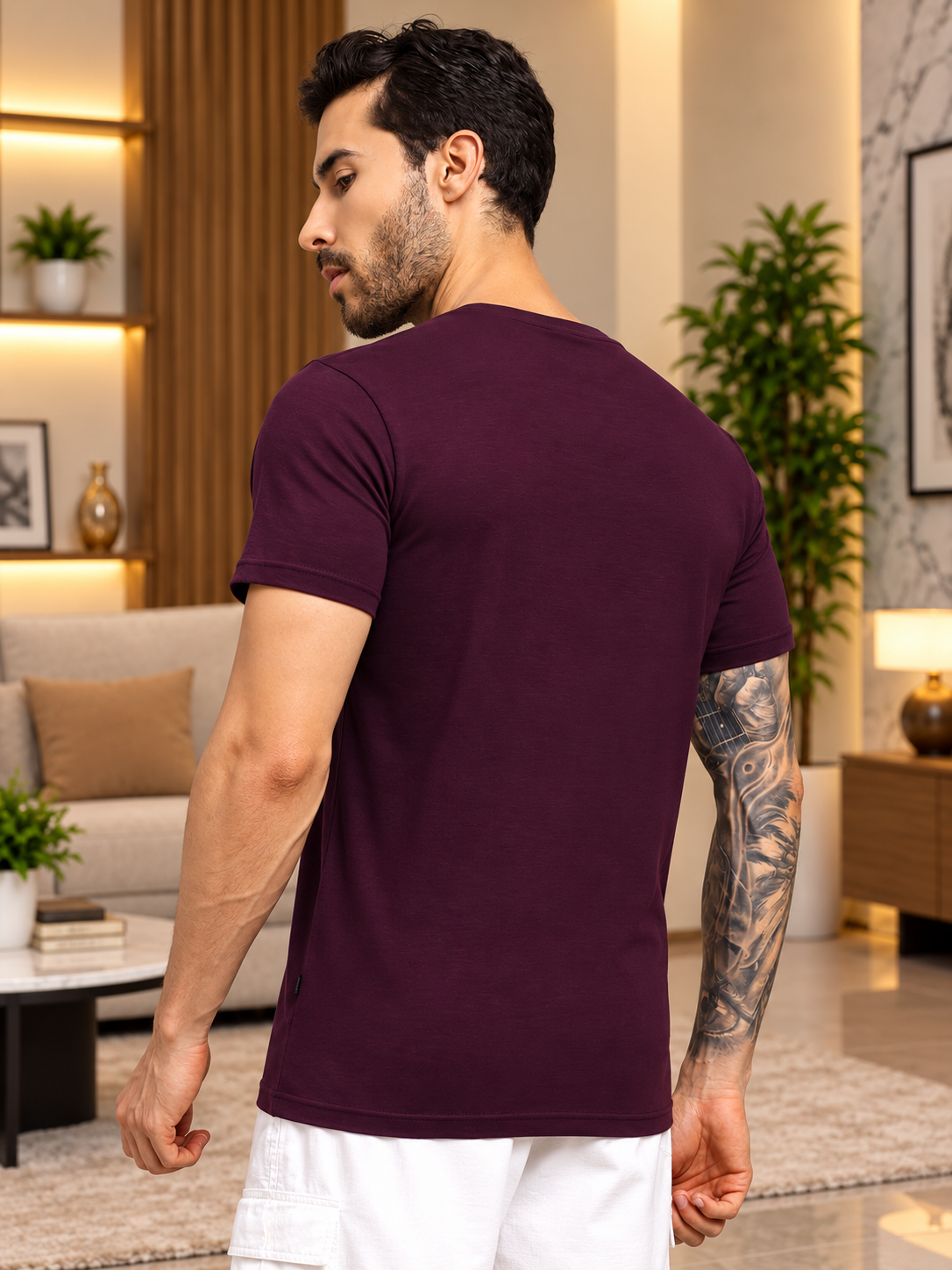 JOY REGULAR FIT T-SHIRT PURPLE - Wearduds, view 3