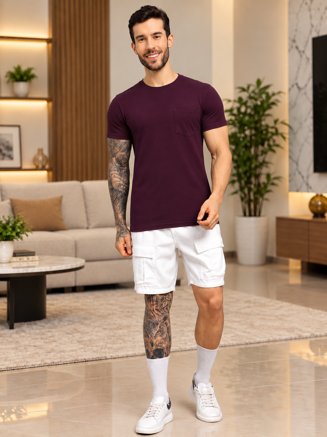 JOY REGULAR FIT T-SHIRT PURPLE - Wearduds, view 7