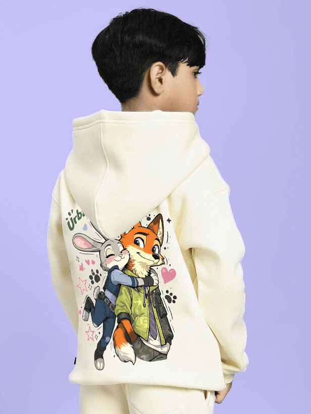 JUDY NICK ZOOTOPIA FLEECE HOODIE FOR BOYS GIRLS OFF WHITE - KIDS HOODIE