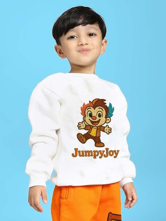 JUMPYJOY FLEECE SWEATSHIRT FOR BOYS AND GIRLS WHITE - KIDS SWEATSHIRT