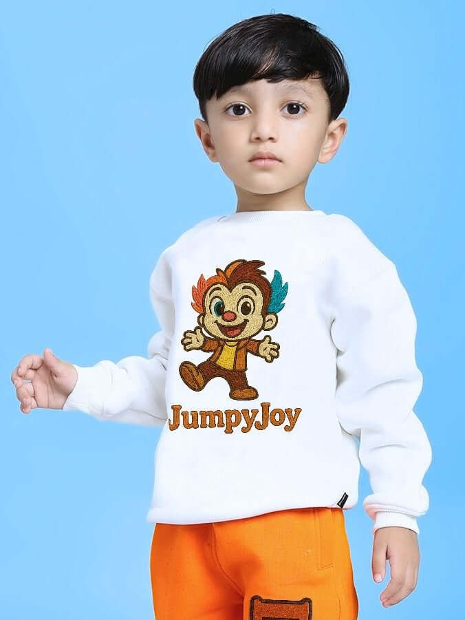 JUMPYJOY FLEECE SWEATSHIRT FOR BOYS AND GIRLS WHITE - KIDS SWEATSHIRT