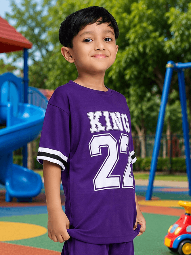 KING 22 VARSITY T-SHIRT FOR BOYS GIRLS PURPLE