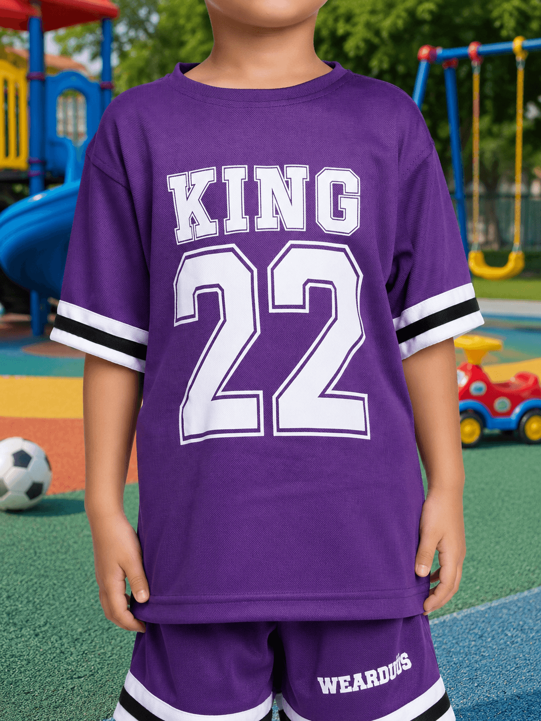 KING 22 VARSITY T-SHIRT FOR BOYS GIRLS PURPLE