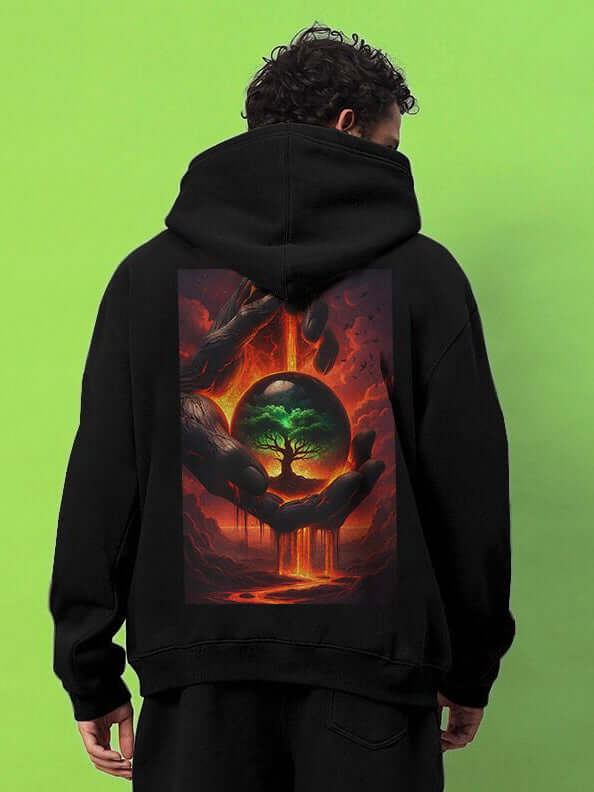 LIFE IN THE CRUCIBLE PRINTED FLEECE HOODIE BLACK - Hoodie