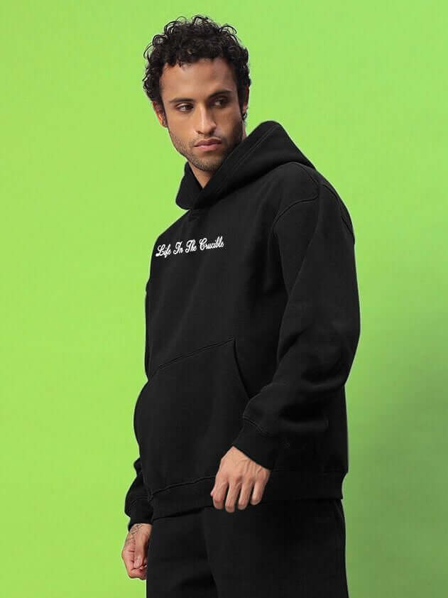 LIFE IN THE CRUCIBLE PRINTED FLEECE HOODIE BLACK - Hoodie