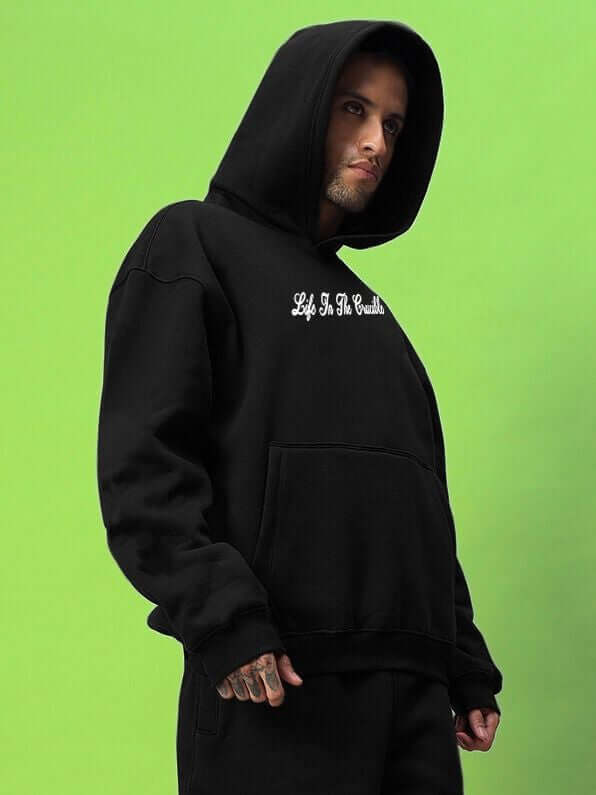 LIFE IN THE CRUCIBLE PRINTED FLEECE HOODIE BLACK - Hoodie