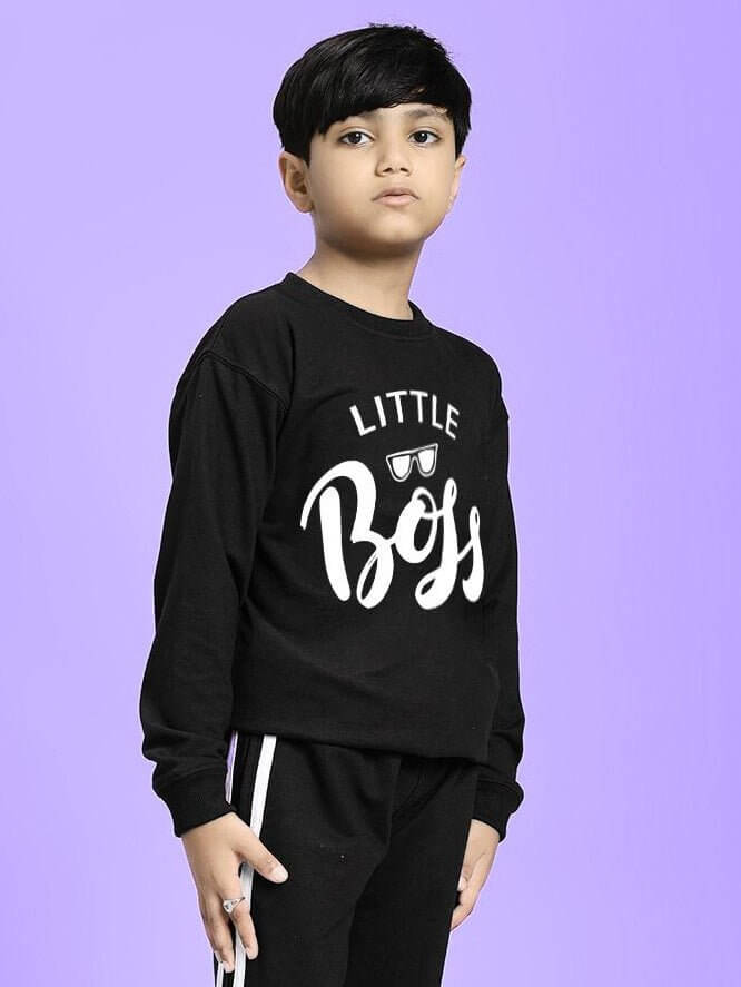 LITTLE BOSS SWEATSHIRT FOR BOYS AND GIRLS BLACK - KIDS SWEATSHIRT