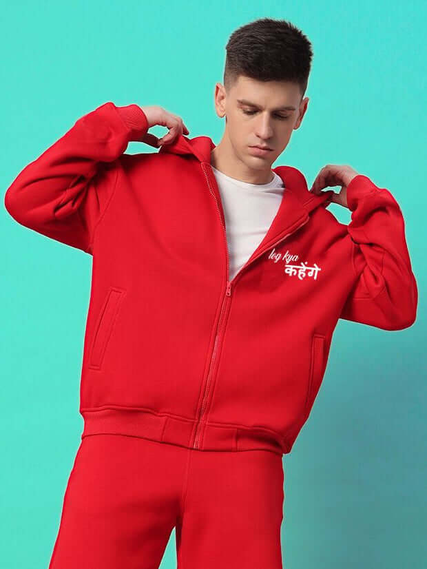 A LOOK ATTITUDE FLEECE HOODIE RED - Hoodie