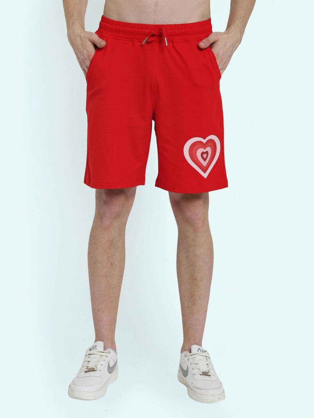 Love Heart Regular Fit Shorts (Red) - Wearduds