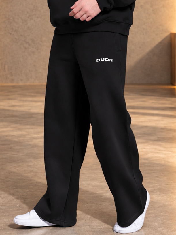MAKE IT HAPPEN COTTON FLEECE JOGGER BLACK worn by model showcasing relaxed fit and comfortable style