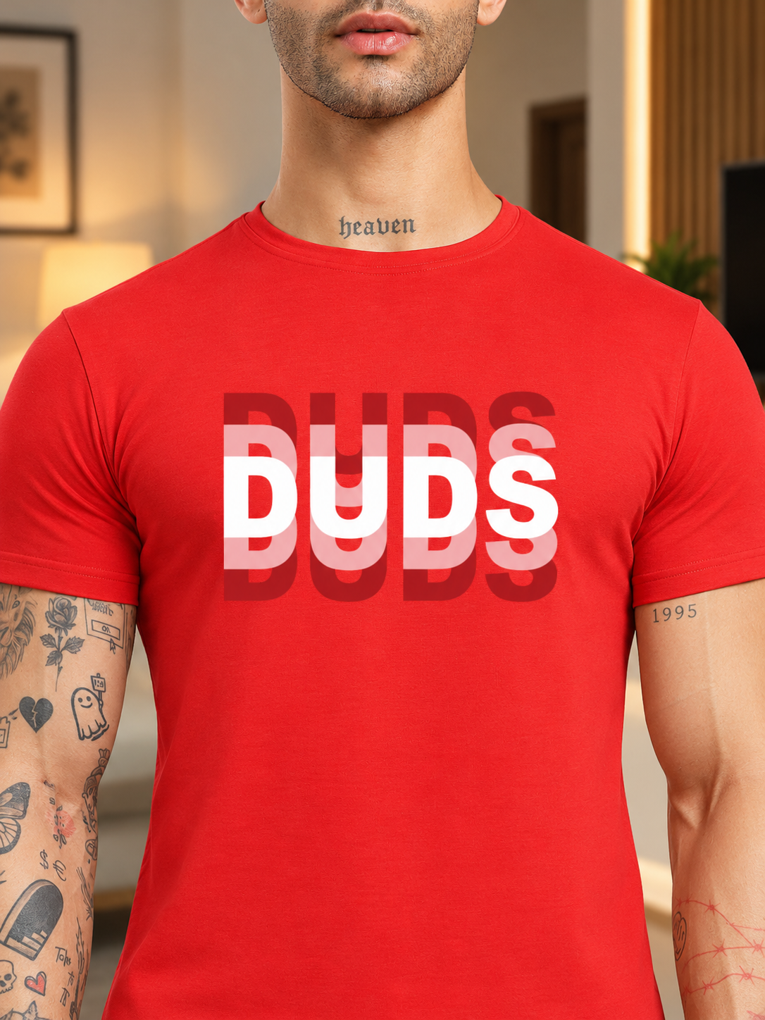 MARK REGULAR FIT COTTON T-SHIRT RED - Wearduds, view 4