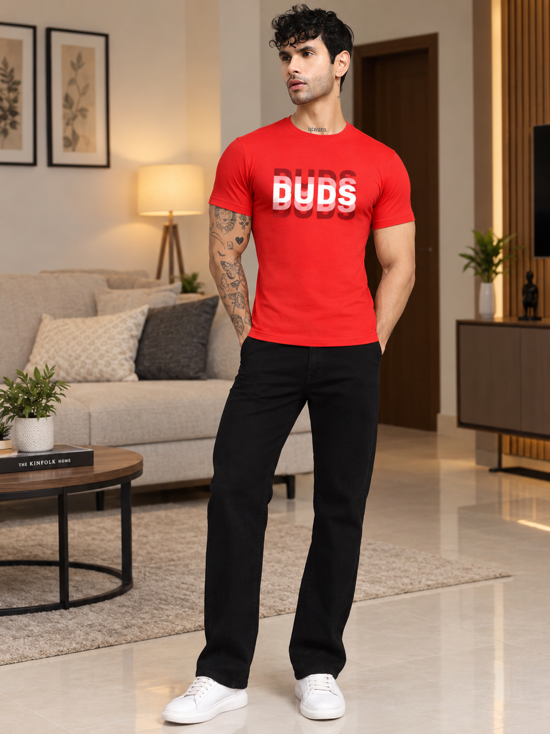 MARK REGULAR FIT COTTON T-SHIRT RED - Wearduds, view 5