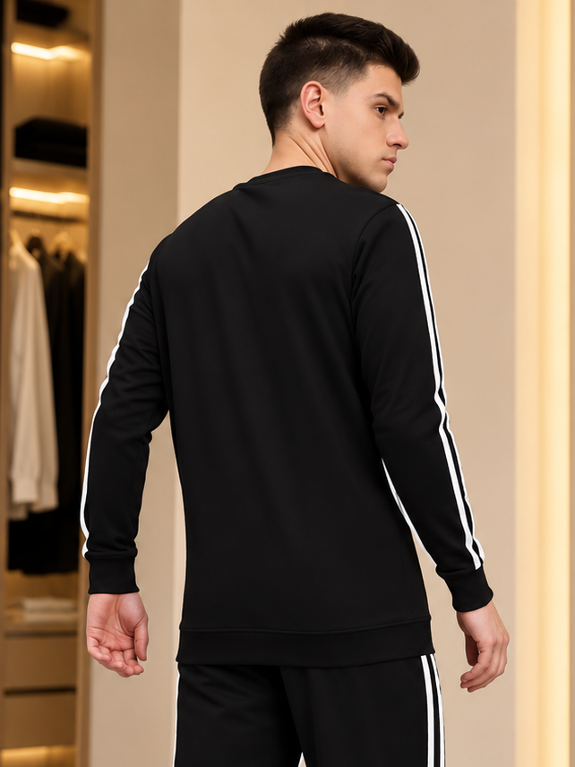 MEN OUTLOOK SWEATSHIRT BLACK WITH WHITE STRIPE - Wearduds, view 3