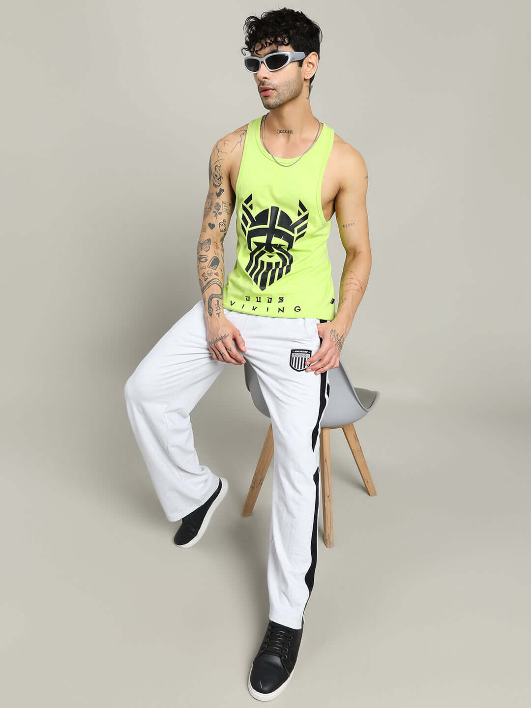 Man wearing ROYALSON COTTON JOGGERS MELANGE-GREY showcasing casual style and comfort.