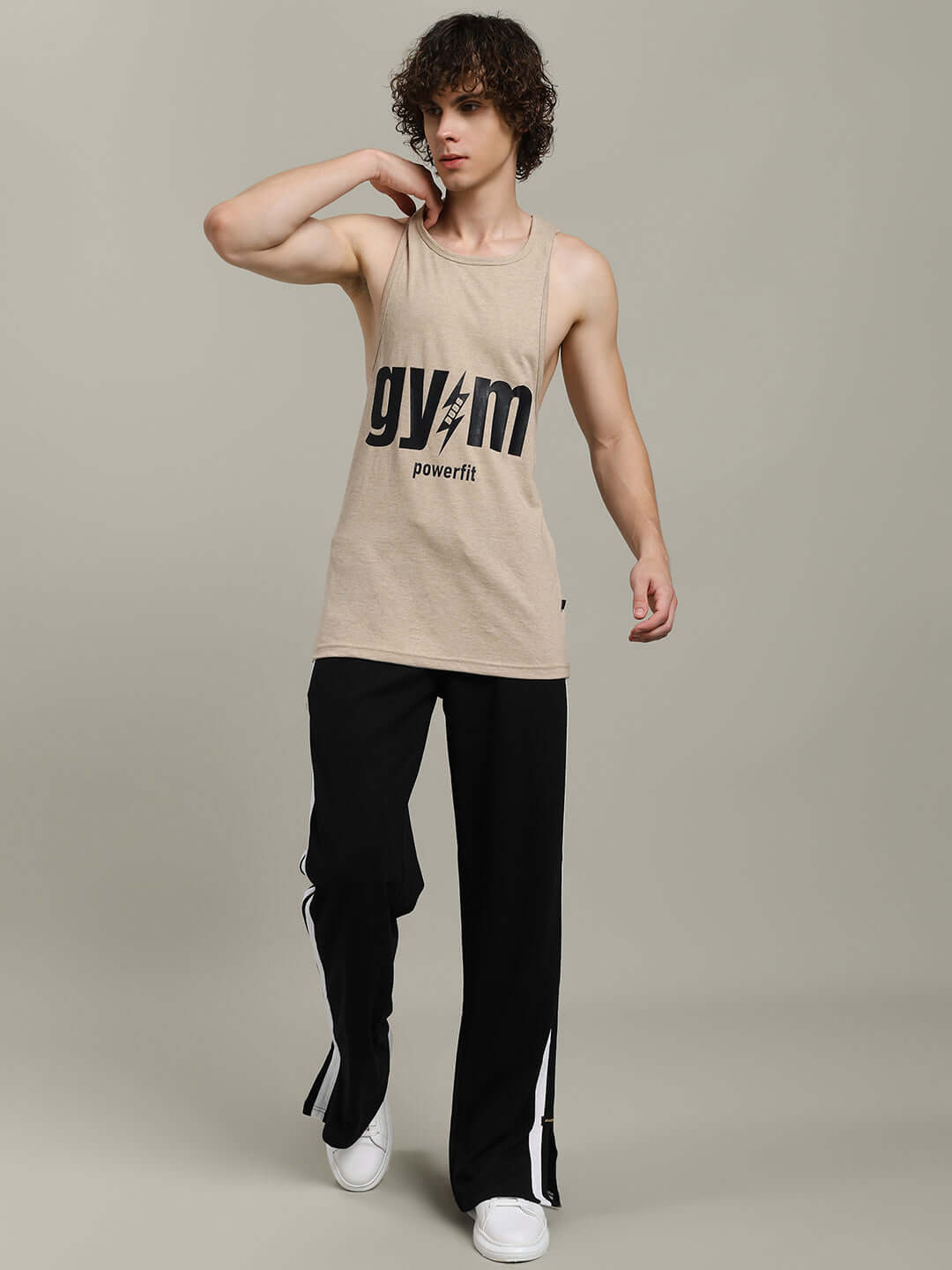 Model wearing MOSCOW RELAXED FIT JOGGERS BLACK showcasing relaxed fit and comfort.