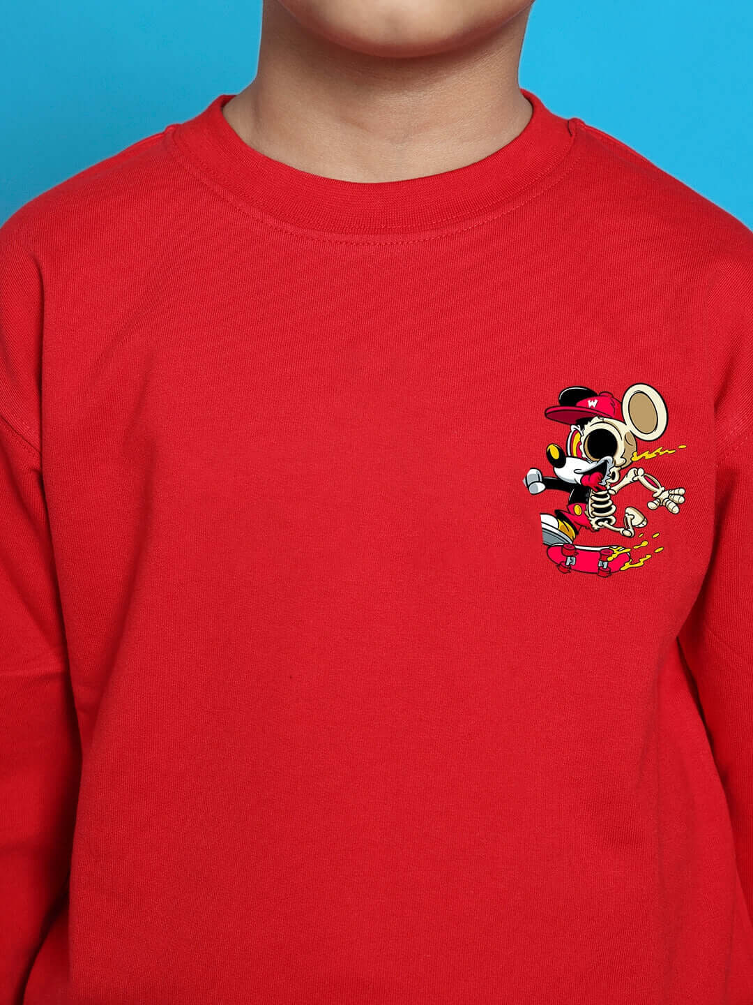 Child wearing Mickey Co-ord for Boys Girls Red Black with Mickey Mouse graphic.