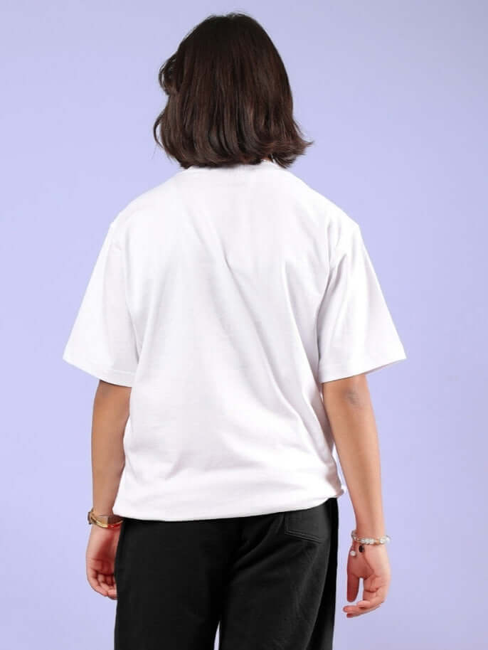 Back view of child wearing MICKEY AND FRIENDS T-SHIRT FOR BOYS & GIRLS WHITE